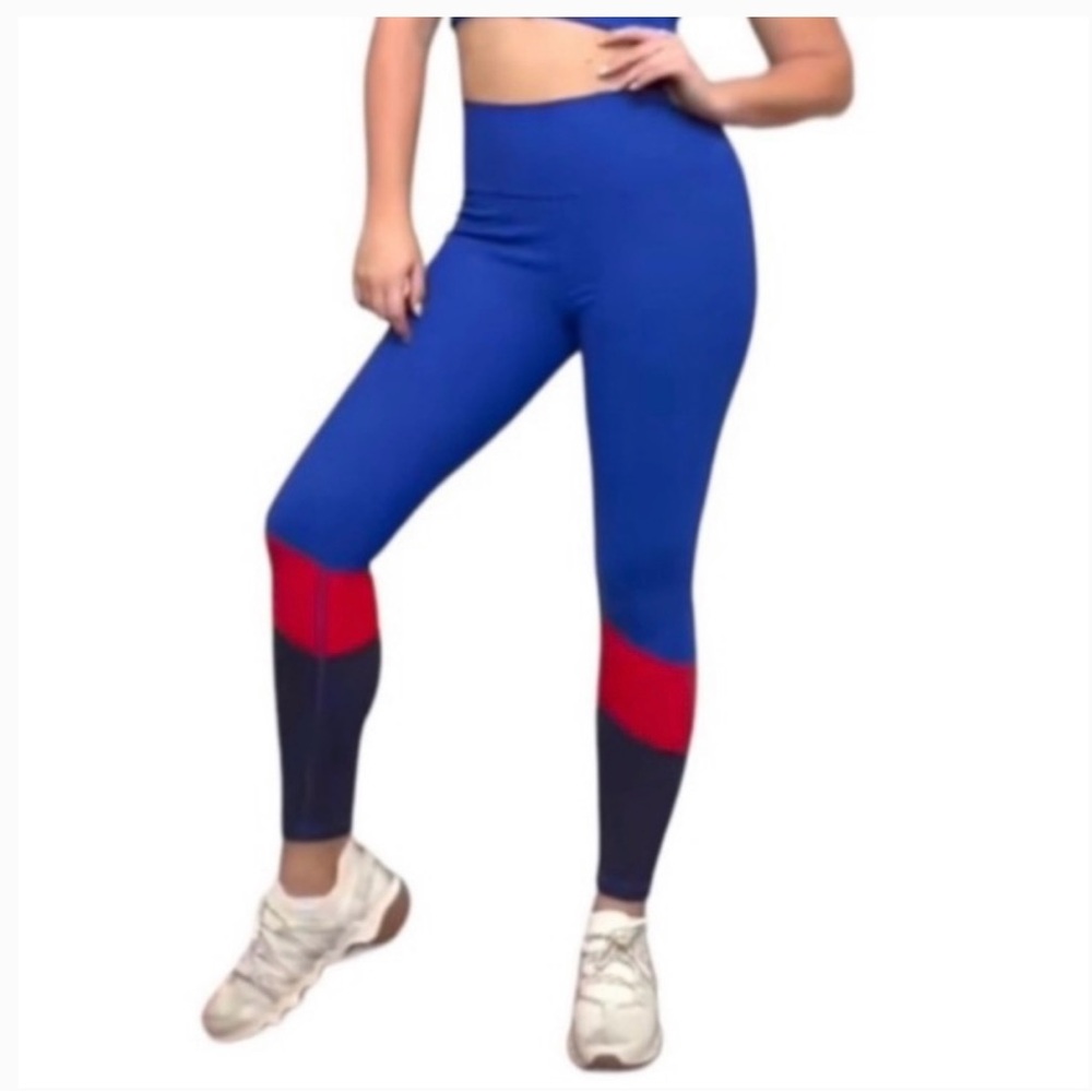 Wilo the label Blue and Red ribbed Leggings sz small
